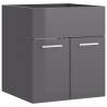 High Gloss Grey Sink Cabinet with Built-in Basin - HipoMarket