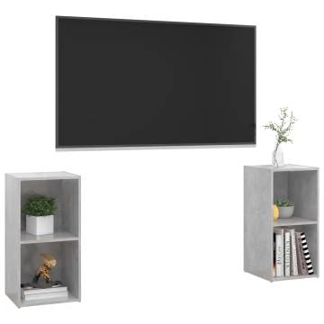 Modern Concrete Grey TV Cabinets - 2 pcs | Hipo Market