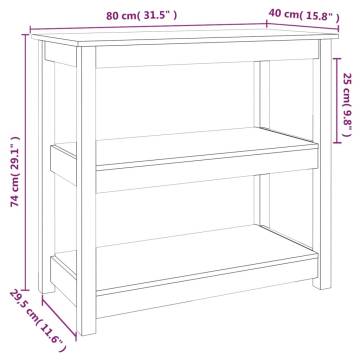 Grey Console Table - Solid Pine, 80x40x74 cm | Hipo Market