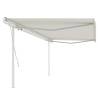 Manual Retractable Awning with Posts 5x3 m Cream Colour cream Size 5 x 3 m Quantity in Package 1 