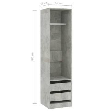 Wardrobe with Drawers Concrete Grey - Stylish Storage Solution