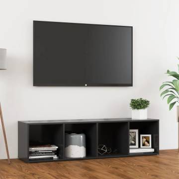 Stylish Grey TV Cabinet | 142.5x35x36.5 cm Engineered Wood