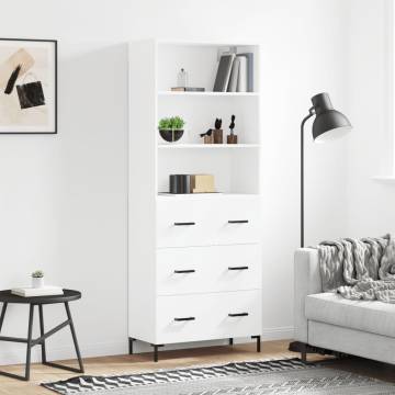 Stylish Highboard White 69.5x34x180 cm | HipoMarket