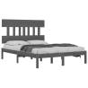 Grey Solid Wood Bed Frame 180x200 cm - Super King Size