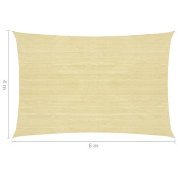 Sunshade Sail HDPE Rectangular 4x6 m Beige | HipoMarket