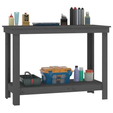 Work Bench Grey 110x50x80 cm - Solid Wood Pine | HipoMarket