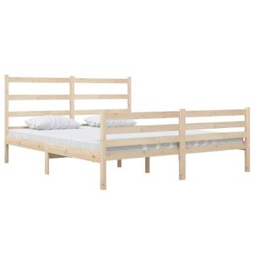 Solid Wood Pine Bed Frame - 150x200 cm King Size | Hipo Market