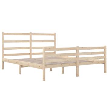 Solid Wood Pine Bed Frame - 150x200 cm King Size | Hipo Market