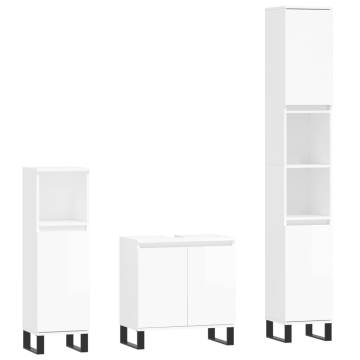 3 Piece High Gloss White Bathroom Cabinet Set | HipoMarket UK