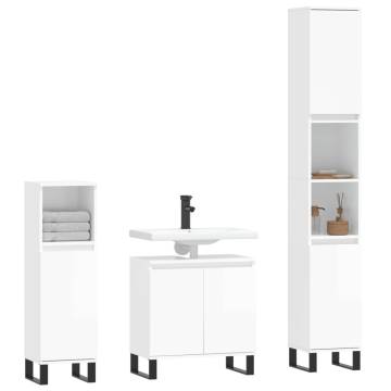 3 Piece High Gloss White Bathroom Cabinet Set | HipoMarket UK