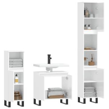 3 Piece High Gloss White Bathroom Cabinet Set | HipoMarket UK