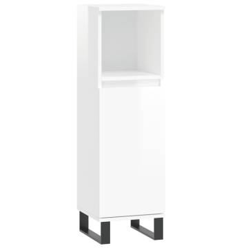 3 Piece High Gloss White Bathroom Cabinet Set | HipoMarket UK