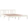 White Solid Wood Bed Frame 150x200 cm King Size - Hipomarket