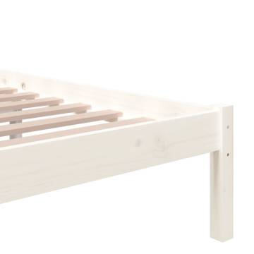 White Solid Wood Bed Frame 150x200 cm King Size - Hipomarket