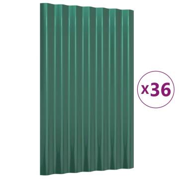 36 pcs Green Steel Roof Panels - Durable & Easy to Install