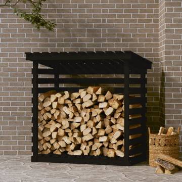 Firewood Rack Black - Solid Pine Firewood Storage Solution