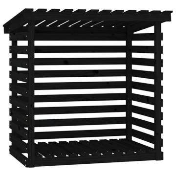 Firewood Rack Black - Solid Pine Firewood Storage Solution