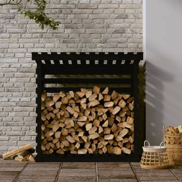 Firewood Rack Black - Solid Pine Firewood Storage Solution