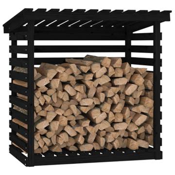 Firewood Rack Black - Solid Pine Firewood Storage Solution