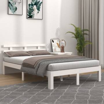 White Solid Wood Bed Frame 200x200 cm | Modern Bedroom Design