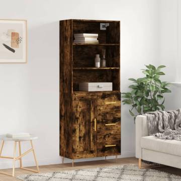 Stylish Highboard in Smoked Oak - 69.5x34x180 cm