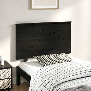 Stylish Black Solid Pine Bed Headboard - 104x6x82.5 cm