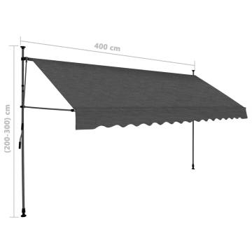 Manual Retractable Awning with LED 400 cm Anthracite