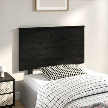 Stylish Black Solid Pine Bed Headboard - 104x6x82.5 cm