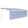 Blue & White Manual Retractable Awning with LED - 4x3m