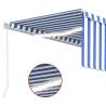 Blue & White Manual Retractable Awning with LED - 4x3m