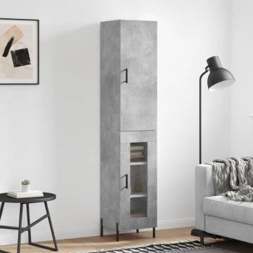 Stylish Highboard Concrete Grey - Engineered Wood 34.5x34x180 cm