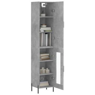 Stylish Highboard Concrete Grey - Engineered Wood 34.5x34x180 cm