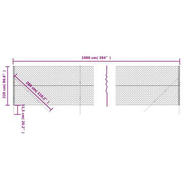 Chain Link Fence Green 2.2x10 m - Durable & Versatile Barrier