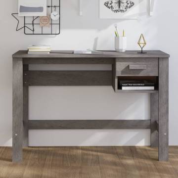 Desk HAMAR Light Grey 110x40x75 cm | Solid Wood Pine