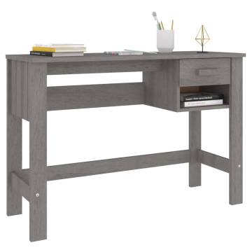 Desk HAMAR Light Grey 110x40x75 cm | Solid Wood Pine