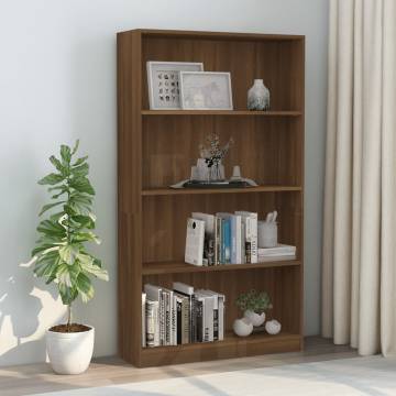 4-Tier Brown Oak Book Cabinet - Stylish Storage Solution