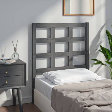 Stylish Grey Bed Headboard - Solid Pine 80.5x4x100 cm