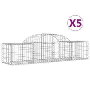 Arched Gabion Baskets - 5 pcs Galvanised Iron Garden Barriers