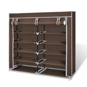 Fabric Shoe Cabinet with Cover - 115x28x110 cm Brown