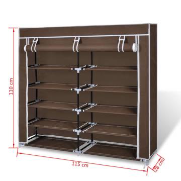 Fabric Shoe Cabinet with Cover - 115x28x110 cm Brown