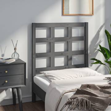 Stylish Grey Bed Headboard - Solid Pine 80.5x4x100 cm