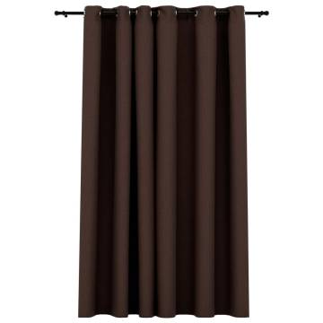 Linen-Look Blackout Curtain with Grommets Taupe 290x245cm