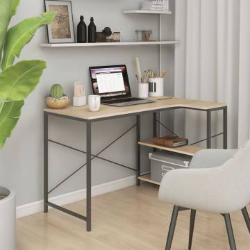 Stylish Black and Oak Computer Desk | 110x72x70 cm