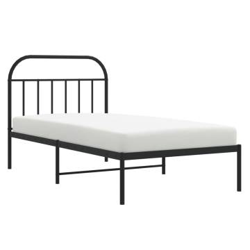 Elegant Black Metal Bed Frame with Headboard - 100x200 cm