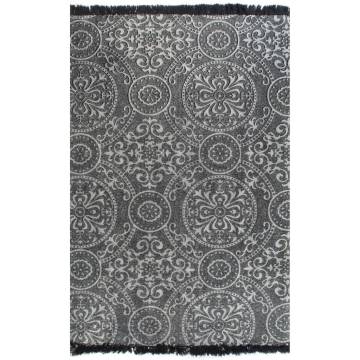 Kilim Rug Cotton 120x180 cm - Handmade Grey Pattern