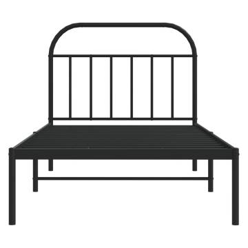 Elegant Black Metal Bed Frame with Headboard - 100x200 cm