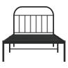 Elegant Black Metal Bed Frame with Headboard - 100x200 cm