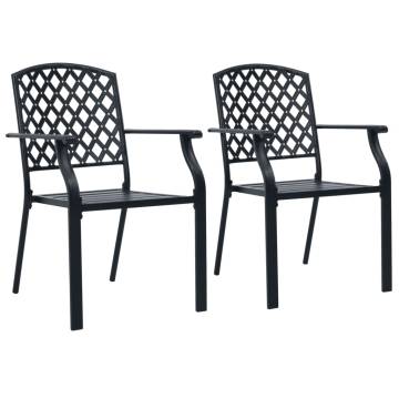 Stackable Outdoor Chairs 2 pcs Steel Black | Hipomarket