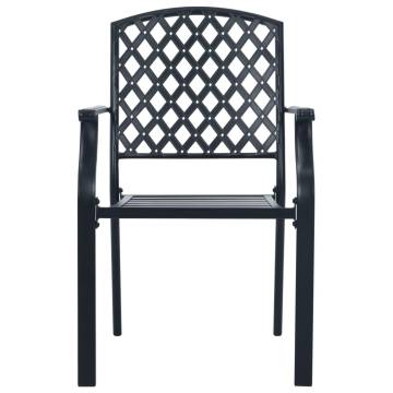 Stackable Outdoor Chairs 2 pcs Steel Black | Hipomarket