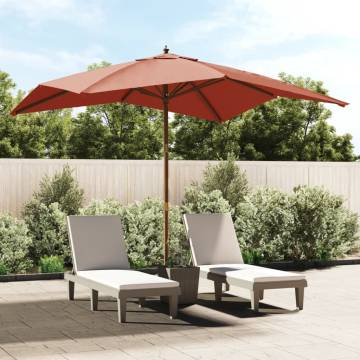 Garden Parasol with Wooden Pole - Terracotta 300x300x273 cm